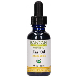 Banyan Botanicals Ear Oil  Organic Herbal Drops with Ashwagandha, Bilva and Garlic  Soothing and Comforting for The Ears  1 oz  Non GMO Sustainably Sourced No Sting