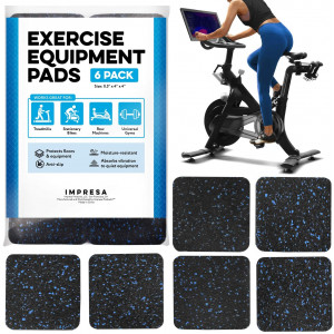 Exercise Equipment Mat 4" x 4" x 0.5" Pads Pack of 6 - Treadmill Mat for Carpet Protection - Protective Anti-slip Treadmill Pad for Hardwood Floors and Carpets - Home Gym Accessories - Protect Floors