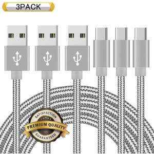 SUPWISER USB Type C Cable Fast Charging, (3-Pack 10ft) USB-A to USB-C Charge Braided Cord Compatible with Samsung Galaxy S10 S10E S9 S8 S20 Plus,Note 10 9 8,Z Flip, and Other USB C Charger