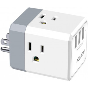 Multi Plug Outlet, Outlet expanders, POWSAV USB Wall Charger with 3 USB Ports(Smart 3.0A Total) and 3-Outlet Extender with 3 Way Splitter, No Surge Protector for Cruise Ship, Home, Office, ETL Listed