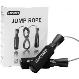 APICCRED 10 Feet Adjustable Speed Jump Rope with Carrying Pouch,Skipping Rope for Men, Women, and Kids, Tangle-Free with Ball Bearing, Memory Foam Handles,Great for Workout Exercise Fitness