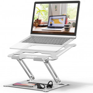 Adjustable Laptop Stand, FYSMY Ergonomic Portable Computer Stand with Heat-Vent to Elevate Laptop, 13 Lbs Heavy Duty Laptop Holder Compatible with MacBook, Air, Pro All Laptops (Silver)