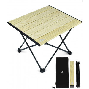 iClimb Ultralight Compact Camping Folding Table with Carry Bag, Two Size (Wood Grain - S)