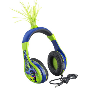 Trolls World Tour DJ Trollex Kids Headphones, Glow in The Dark, Stereo Sound, 3.5mm Jack, Wired Headphones for Kids, Tangle Free Volume Control, Foldable Headphones Over Ear for School, Travel