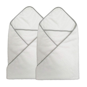 Polyte Premium Hypoallergenic Microfiber Hooded Baby Bath Towel, 36 x 36 in, 2 Pack (White)