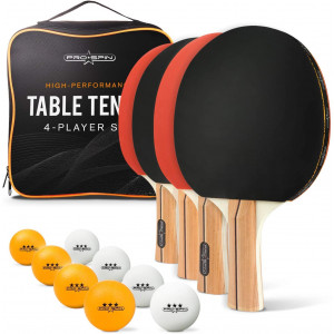 PRO SPIN Ping Pong Paddles - High-Performance Set of 4 Table Tennis Rackets, 8 Ping Pong Balls (3-Star), Premium Carrying Case | Professional Ping Pong Paddle Set for All Levels | Indoor Outdoor Games