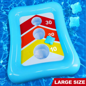 iGeeKid 36" Swimming Pool Ring Toss Games Inflatable Pool Toys Floating Toss Game for Kids Adults Floating Cornhole Board Set Swimming Toys Summer Pool Party Water Carnival Outdoor Beach Toy