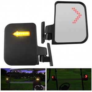Golf Cart Mirror Universal Golf Cart Side Mirrors with LED Turn Signal Light Rear View Mirrors for Club Car Ezgo Yamaha Side Mirrors Golf Cart