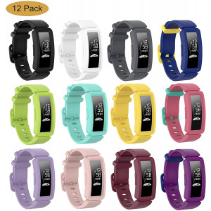 Bolesi Compatible Silicone Bands for Fitbit ace 2,Water Resistant Fitness Watch Strap for Fitbit ace 2 Bands for Kids Boys Girls(12pack)