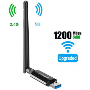 Wireless USB WiFi Adapter for Desktop - 1300Mbps 5G/2.4G 802.11AC 5Dbi Antenna WiFi Card for PC Laptop USB 3.0 Windows 10/8.1/7 Mac 10.6/10.15 Wireless Card- USB Computer Network Adapters for Gaming