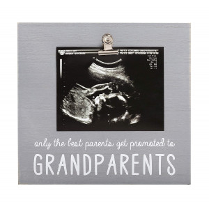 Pearhead Grandparents Sonogram Picture Frame, Ultrasound Pregnancy Announcement for Grandparents, Distressed Gray