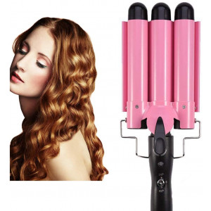 Hair Curling Iron 3 Barrel Wand Temperature Adjustable 25mm Hair Waver Curling Iron for Long or Short Hair Heat Up Quickly Last Long Curling Iron Hair Waver Hot Tools for Women or Girls(Pink)