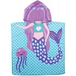 Juice Box Kids' Hooded Poncho Terry Towel, Mermaid, One Size