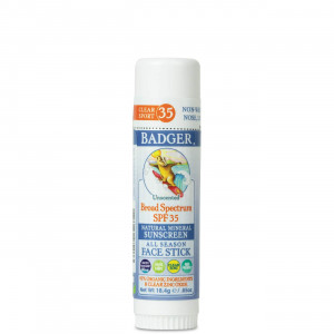 Badger - SPF 35 Clear Zinc Sport Sunscreen Stick - Unscented - Broad Spectrum Water Resistant Reef Safe Sunscreen, Natural Mineral Sunscreen with Organic Ingredients .65 oz