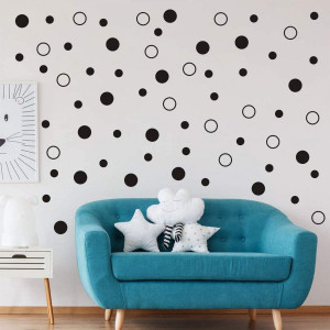 Makeyes Round Rings Dots Circles Wall Sticker Sheet Set Wall Art Home Wall Decals Dots Rings Wall Decoration House Kids Room Gifts Removable Easy Peel Sticke DIY MG012 (Black)