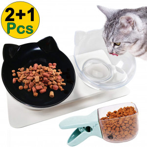 Legendog Cat Bowls,15Tilted Cat Food Bowl Double Cat Dishes, Cat Feeder Cat Feeding Bowl Raised with Stand, Cat Food Water Bowl for Cats and Small Dog