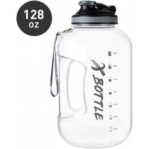 1 Gallon Water Bottle, Tritan Water Bottle Dishwasher Safe with 128oz Large Capacity Motivational Time Marker, Leak-proof Wide Mouth Big Water Jug for Fitness Camping Sports Workouts