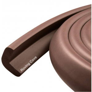 Roving Cove Baby Proofing Edge Guards, Edge Protectors for Table, Desk, Fireplace, 6 Feet, Coffee Brown (3M Tapes Incl.), Heavy-Duty: 20 Durometer Density / 0.4-inch Thick