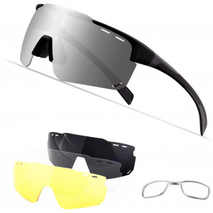 Xiyalai Cycling Sports Sunglasses,Polarized Glasses with 4 Interchangeable Lenses,Baseball Running Fishing Golf Driving Sunglasses