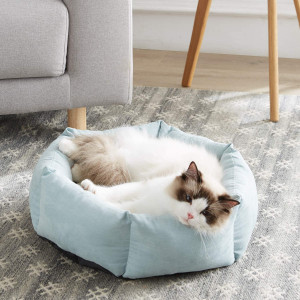 WESTERN HOME WH Cat Beds for Indoor Cats Round Soft Cushion Machine Washable Anti-Slip Bottom 20 Inch