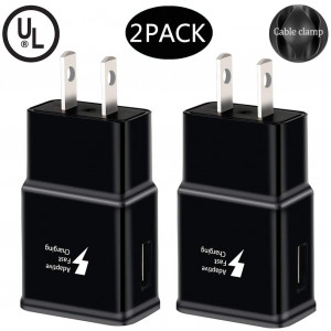 USB Wall Charger, Adaptive Fast Charger Adapter Compatible Samsung Galaxy S8 S9 S10 S10e S6 S7 /Edge/Plus/Active, Note 5, Note 8, Note 9, LG G5 G6 G7 V20 V30 Povotuu EP-TA20JBE Quick Charge (2 Pack)
