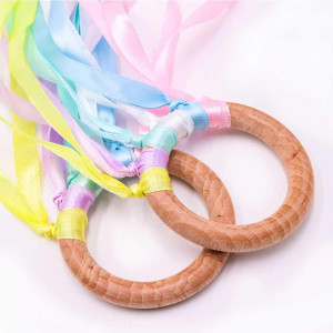 FNT Montessori Toy | Hand Kite | Baby Sensory Toy | Sensory Ribbon Toy | Waldorf Toy | Wooden Baby Toys | Wooden Toddler Toys | Rainbow Hand Kite