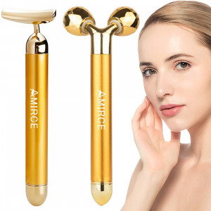 2-IN-1 Electric Face Massager Roller,Beauty Bar Face Roller Kit, Arm Eye Nose Massage Stone for Face Lift,Anti-Aging,Anti-Wrinkles,Skin Tightening,Face Firming