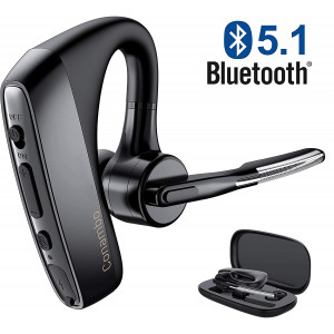 Bluetooth Headset V5.1 aptX HD Wireless Bluetooth Earpiece with CVC8.0 Dual Mic Noise Cancelling 16Hrs Hands-Free Talking for Cell Phone iPhone Android Laptop Skype Trucker Driver