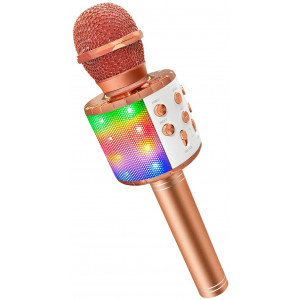 Gifts for 4-12 Year Old Girls, Bluetooth Microphone Wireless Karaoke for Kids Girls Toys Age 4-12 Rose Gold