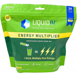 Liquid I.V. Energy Multiplier, 24 Count,Super-Charged Energy Drink Mix, 9 Essential Vitamins, Natural Caffeine, Easy Open Packets, Supplement Drink Mix,Lemon Ginger (Packaging May Vary)