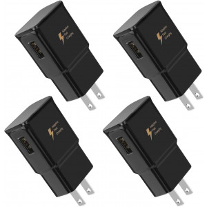 Adaptive Fast Charging Wall Charger Adapter for Samsung Galaxy S10 S9 S8 S7 S6 Edge/Plus/Active,Note 9,Note 8,Note 5,LG G5 G6 G7 V20 V30,iPhone and More Phone Charger Block Plug (4 Pack)