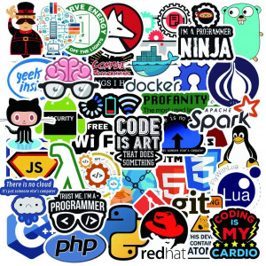 Waterproof Vinyl Sticker Pack, Developer Programming Stickers for Developers, Coders, Programmers, Hackers, Geeks, and Engineers, Cool Stickers for Water Bottle Skateboard Laptop (50Pcs)