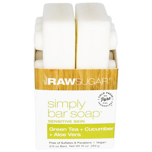 Raw Sugar Sensitive Skin Bar Soap - Green Tea + Cucumber + Aloe Vera Green Tea