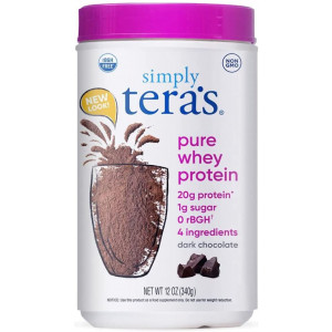 Tera's Whey rBGH Free Whey Protein Powder, Dark Chocolate Cocoa, 20g Protein, 0.75 Lb