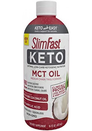 SlimFast Keto MCT Oil, Low Carb Dietary Supplement, 16 Fl. Oz. Bottle, 32 Servings