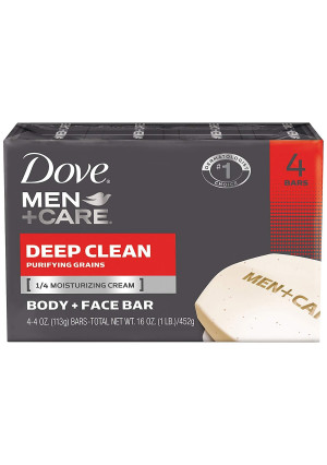 Dove Men+Care Body and Face Bar Deep Clean, 3.75 Oz., 4 Bar