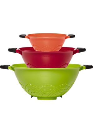 Farberware Soft Grip Set of 3 Strainers, Assorted Colors