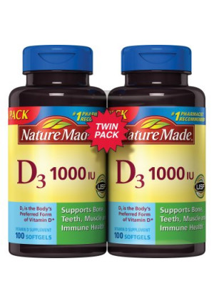 Nature Made D 1000 IU Softgels, 100 count, 2 pack