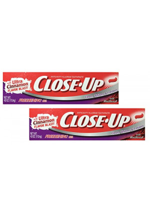 Close-Up Anti-cavity Fluoride Toothpaste Freshening Gel with Ultra Cinnamon Flavor Blast, 4.0 oz, 2-pack