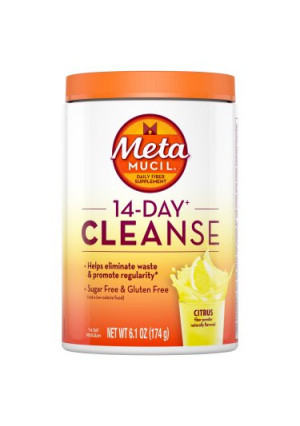Metamucil 14 Day Cleanse, Psyllium Fiber Powder, Citrus, 30 servings