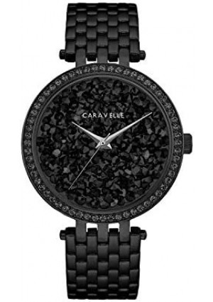 Caravelle Modern Quartz Ladies Watch, Stainless Steel Crystal , Black (Model: 45L171)