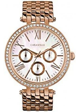 Caravelle Dress Multi-Function Ladies Watch, Stainless Steel Crystal , Rose Gold-Tone (Model: 44N111)