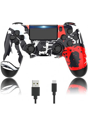 Wireless Controller for PS4 Gamepad Compatible with Playstation 4/Pro/Slim/PC,Double Shock/Bluetooth/Touchpad/Stereo Headphone Jack/Six-axis Motion Control/Charging Cable (white camo)
