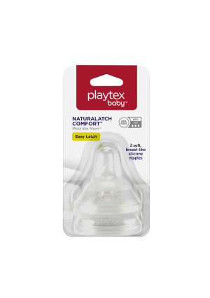 Playtex Baby NaturaLatch Silicone Baby Bottle Nipples, Fast Flow, 2 Pack