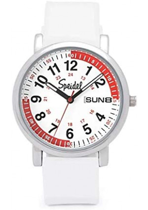Speidel Scrub Watch™ Pulsometer 30 V2 Pulse Shade Quadrants Nurse Doctors Medical Professionals Students Men Women Unisex Easy Read Dial Military Time Second Hand Silicone Band Water Resistant