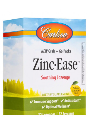 Carlson Labs Zinc-Ease Grab + Go Packs, Natural Lemon Flavor - 32 Lozenges