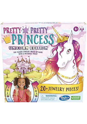 Hasbro Gaming Pretty Pretty Princess Unicorn Edition Board Game, Jewelry Dress-Up Game for Kids Ages 5 and Up, Includes 20 Jewelry Pieces (Amazon Exclusive)