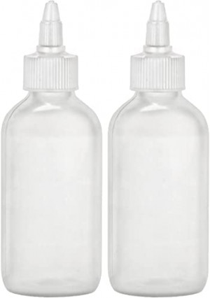 BRIGHTFROM Twist Top Applicator Bottles, Squeeze 4 OZ Empty Plastic Bottles, Refillable, Open/Close Nozzle - Multi Purpose (Pack of 2)