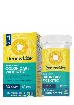 Renew Life Ultimate Flora Colon Care Probiotic 80 Billion CFU - 30 Vegetarian Capsules