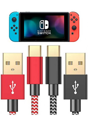 Charger Cable for NS Switch and Switch Lite Switch OLED - 2 Pack 6FT Nylon Braided USB C to USB A Type C Fast Charging Cord for Pro Controller, Samsung Galaxy S10 S9 S8 Note 9, Pixel, OnePlus